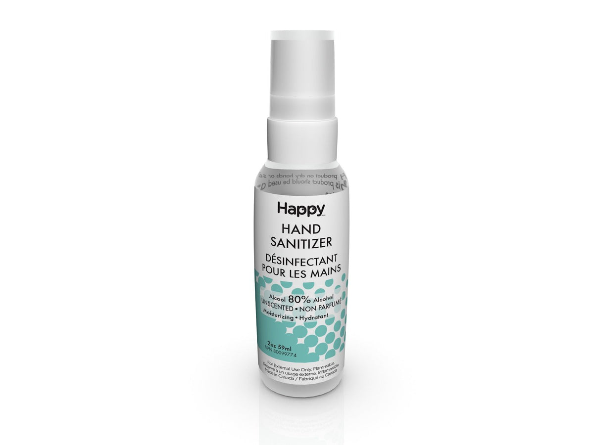 HAPPY 80% HAND SANITIZER SPRAY - UNSCENTED – Happy Natural Products Canada